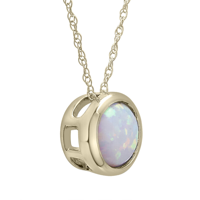 Lab-Created Opal Pendant with Round Shape in 10K Yellow Gold