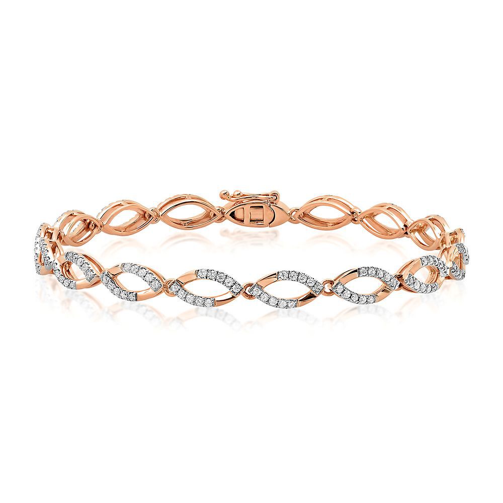 Diamond Accent Sideways Cross Bracelet in 10K Rose Gold | Zales