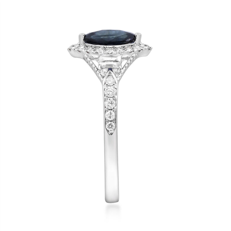 Blue Sapphire and Diamond Ring in 14K White Gold &#40;1/2 ct. tw.&#41;