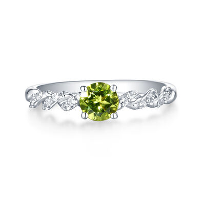 Peridot & White Sapphire Twist Ring in Sterling Silver