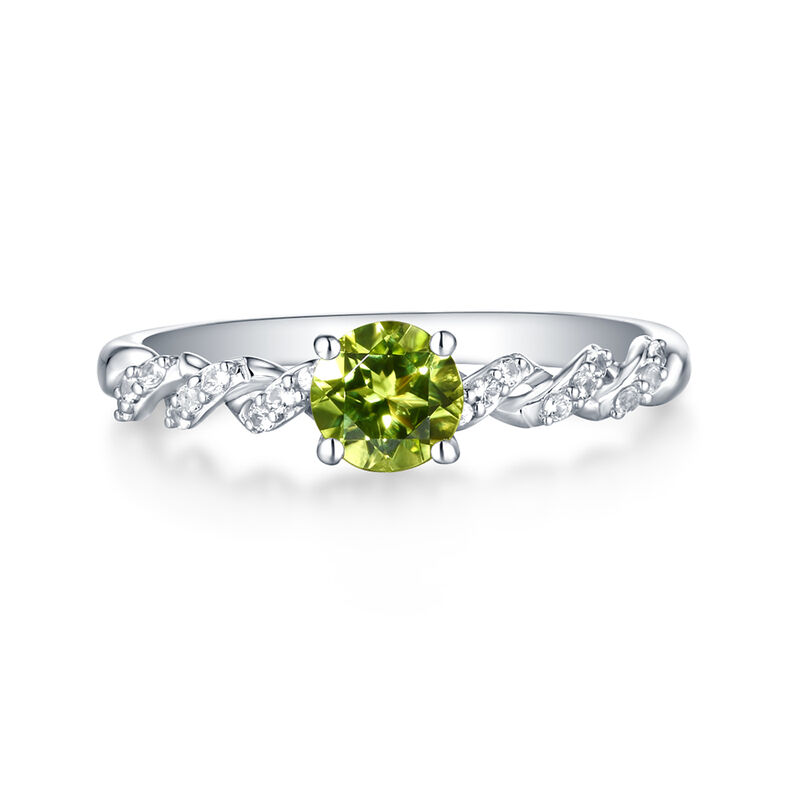 Peridot &amp; White Sapphire Twist Ring in Sterling Silver