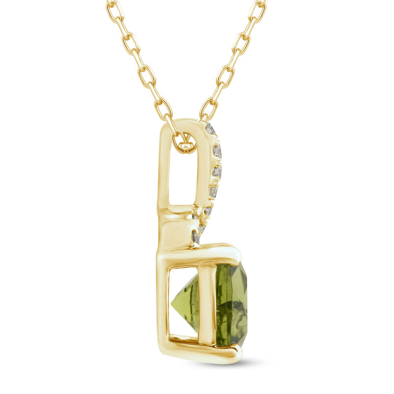 Peridot Pendant with Diamond Accents in 10K Yellow Gold