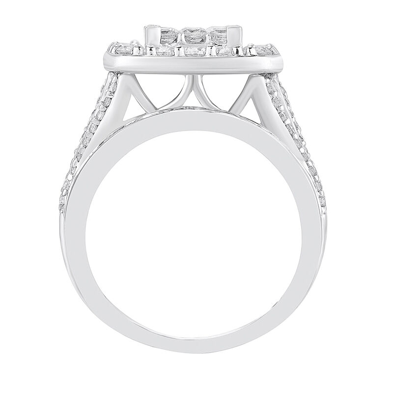 Wide-Band Diamond Engagement Ring with Cushion Cluster in 10K White Gold &#40;3 ct. tw.&#41;