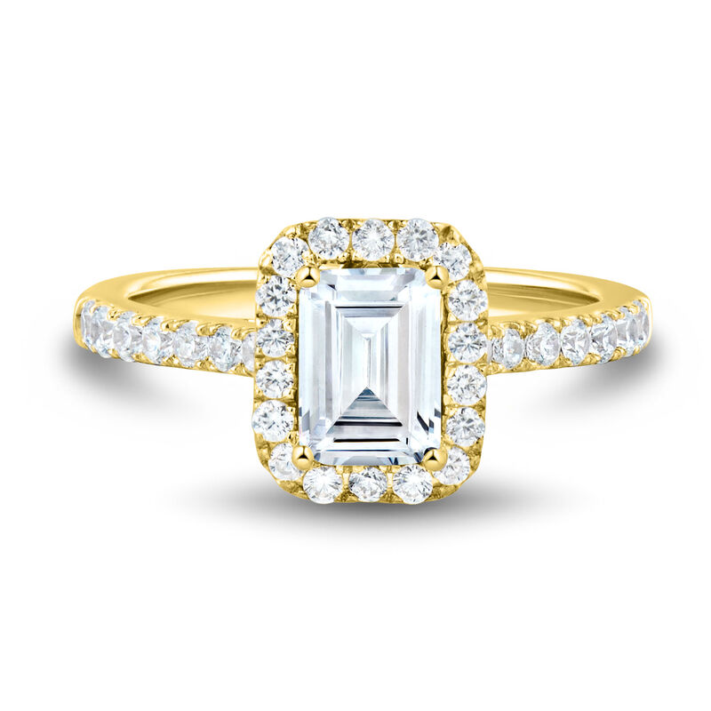 Lab Grown Diamond Emerald-Cut Halo Engagement Ring in 14K Gold &#40;1 1/2 ct. tw.&#41;