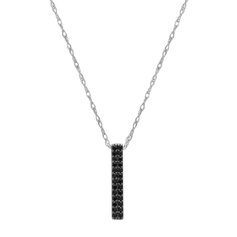 Black Diamond Vertical Bar Pendant in 10K White Gold &#40;1/10 ct. tw.&#41;
