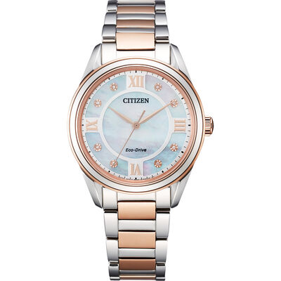 Arezzo Women’s Watch with Diamonds in Rose Gold-Tone Ion-Plated Stainless Steel
