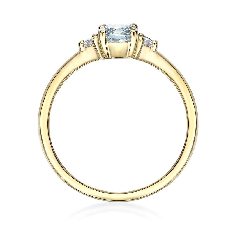 Aquamarine &amp; Diamond Ring in 10K Yellow Gold