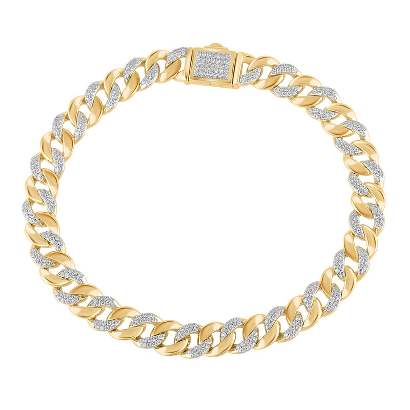 Men&rsquo;s Lab Grown Diamond Cuban Bracelet in 10K Yellow Gold, 8.5&rdquo; &#40;2 ct. tw.&#41;