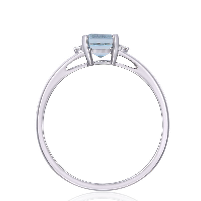 Aquamarine Stacking Ring with Diamond Accents in 10K White Gold