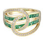 Emerald &amp; 1/4 ct. tw. Diamond Crossover Ring in 10K Yellow Gold