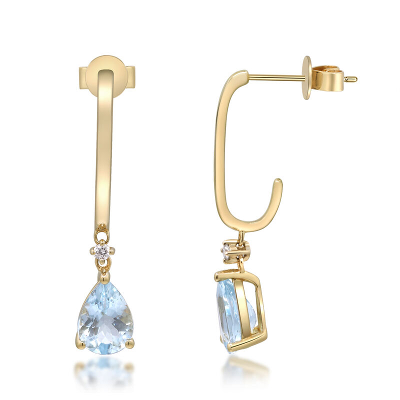 Aquamarine and Diamond Accent Earrings in 10K Yellow Gold