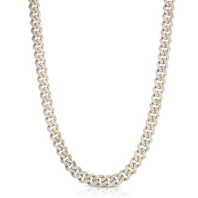 3 1/7 ct. tw. Diamond Pavé Curb Necklace in 10K Yellow Gold