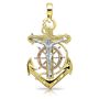 Polished Tricolor Crucifix &amp; Anchor in 14K Gold