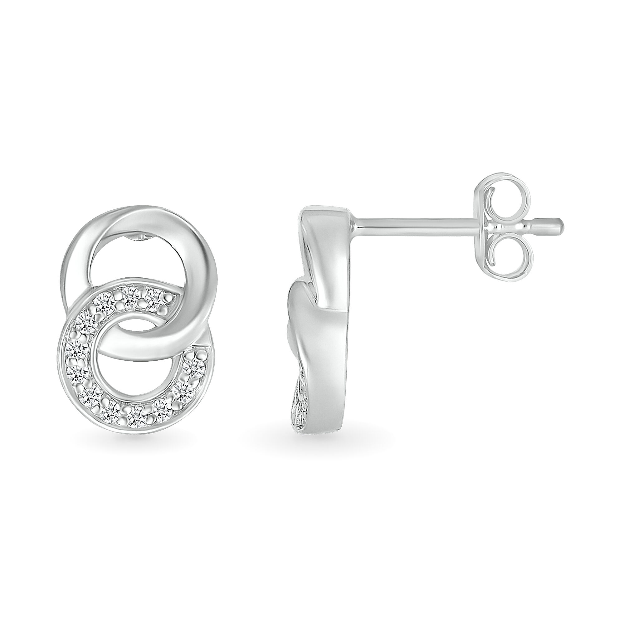 Diamond Connection Chain Link Earrings in Sterling Silver &#40;1/10 ct. tw.&#41;