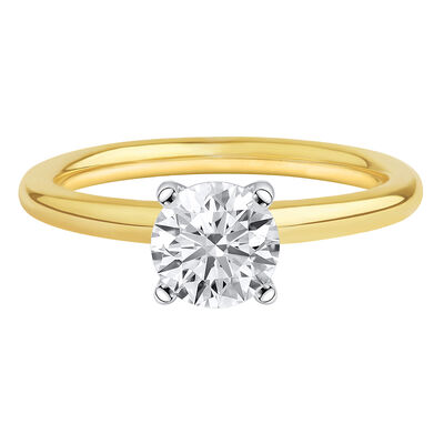 lab grown diamond solitaire round engagement ring in 14k gold (1 ct.)