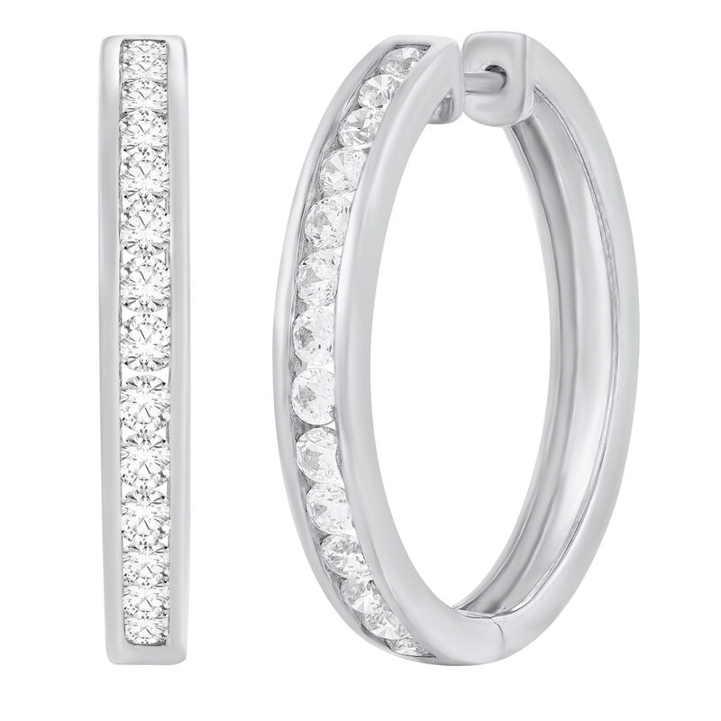 Channel-Set Diamond Hoop Earrings in 10K White Gold &#40;1 ct. tw.&#41;
