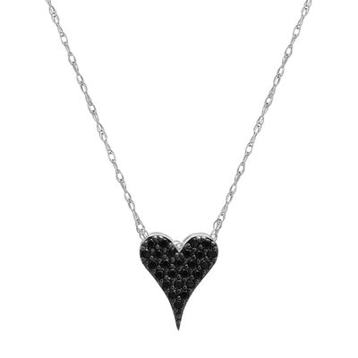 Black Diamond Heart Pendant in 10K White Gold (1/10 ct. tw.)