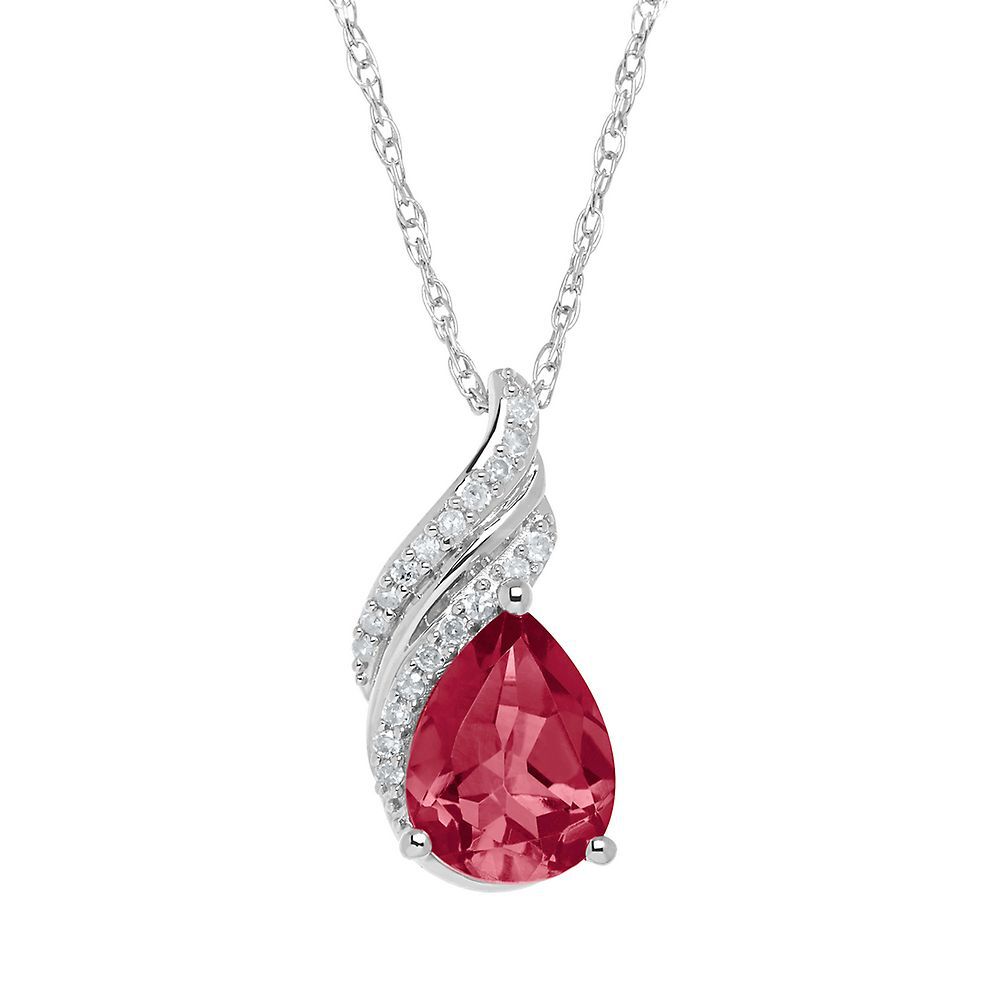 Lab Created Ruby & Diamond Pendant in Sterling Silver | Helzberg Diamonds