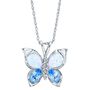 Lab Created Opal, Blue Topaz &amp; Diamond Butterfly Pendant in 10K White Gold