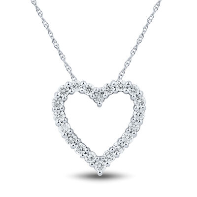 Diamond Open Heart Pendant in 10K White Gold (1/2 ct. tw.)