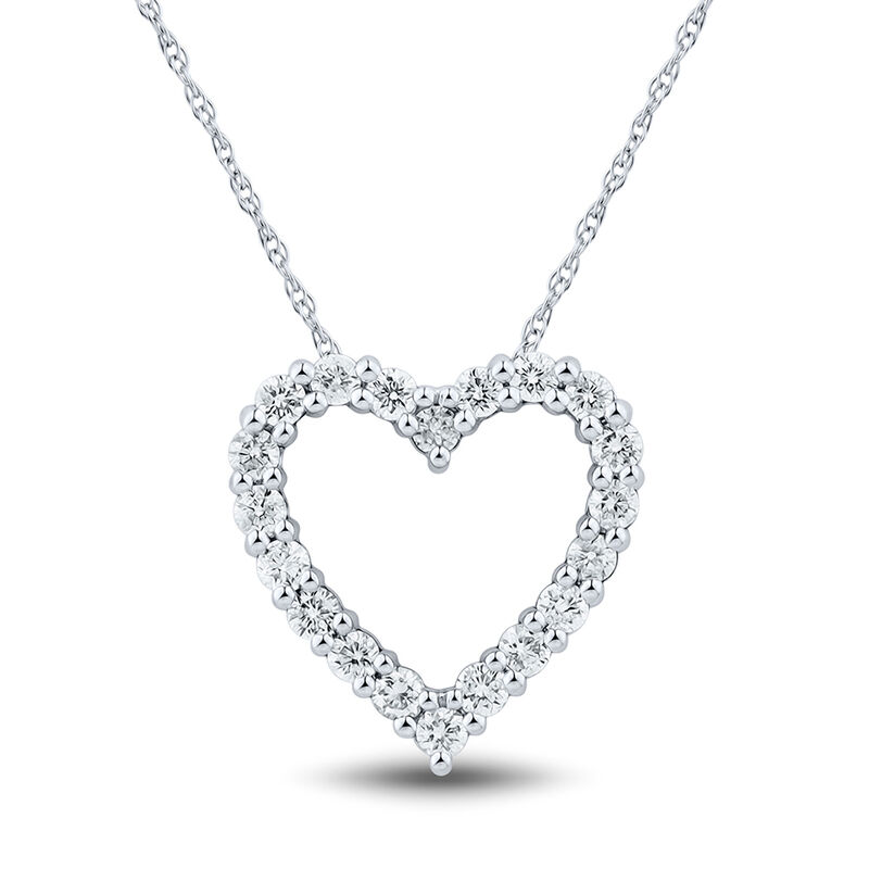 Diamond Open Heart Pendant in 10K White Gold &#40;1/2 ct. tw.&#41;