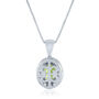Oval Peridot &amp; Lab Created White Sapphire Pendant in Sterling Silver
