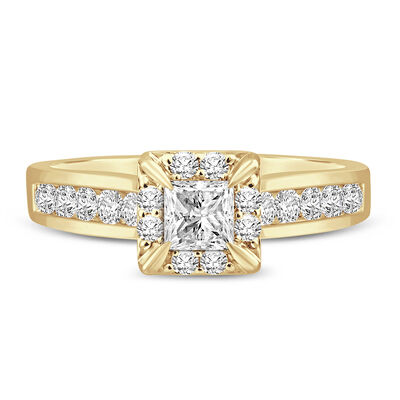 Diamond Princess-Cut Engagement Ring in 14K Yellow Gold (7/8 ct. tw.)