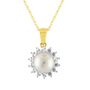 Freshwater Cultured Pearl &amp; Lab Created White Sapphire Pendant in 10K Yellow Gold