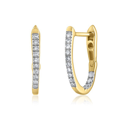 Diamond Hoop Earrings in 14K Yellow Gold (1/8 ct. tw.) 