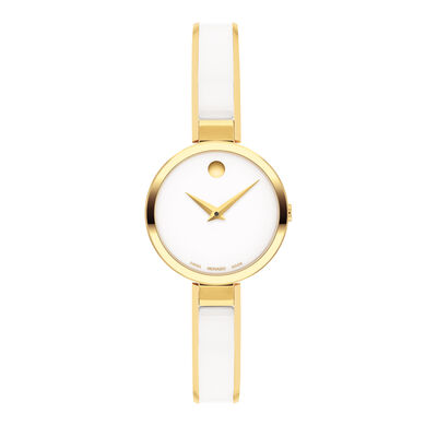 Moda Ladies’ Watch in Gold-Tone and White Ceramic, 24MM