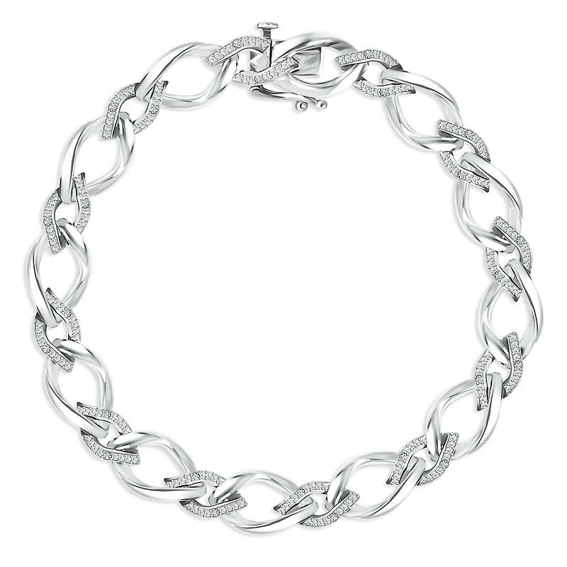 1/10 ct. tw. Diamond Link Bracelet in Sterling Silver