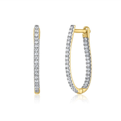 Diamond Hoop Earrings in 14K Yellow Gold (1/5 ct. tw.)