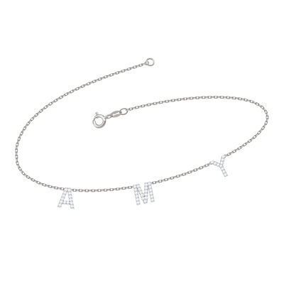 custom diamond cut cable chain initial charm and name anklet