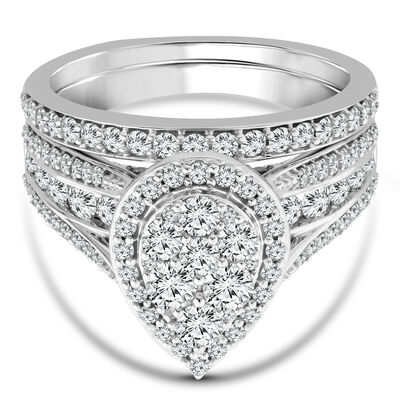 Pear-Shaped Diamond Engagement Ring Set in 10K White Gold (1 1/2 ct. tw.)