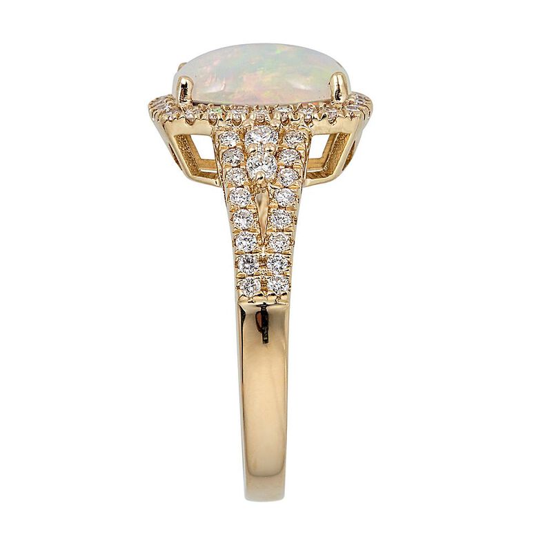 Ethiopian Opal &amp; 1/2 ct. tw. Diamond Ring in 14K Yellow Gold