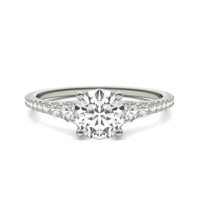 Lab-Created Moissanite Engagement Ring in 14K White Gold (1 3/8 ct. tw.)