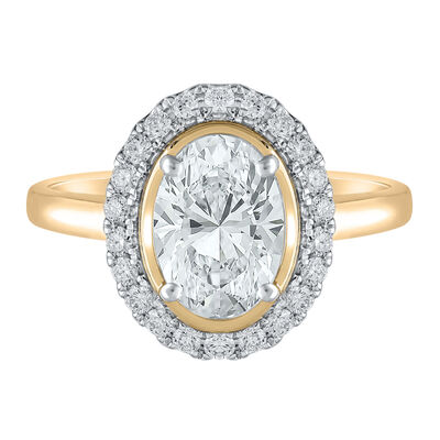 lab grown diamond oval-shaped engagement ring in 14K yellow gold (1 3/4 ct. tw.)