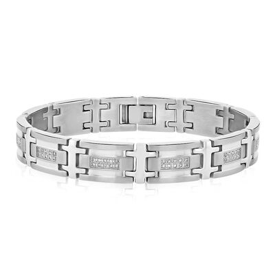Men's 1/2 ct. tw. Diamond Bracelet in Stainless Steel