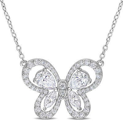 Moissanite Butterfly Necklace in Sterling Silver (1 3/4 ct. tw.)