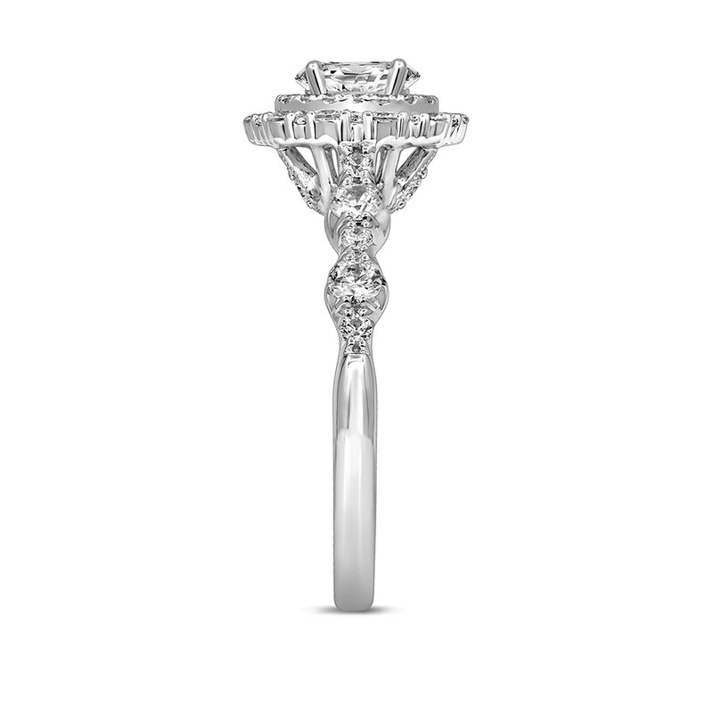 Oval Diamond Engagement Ring with Scalloped Band in 14K White Gold (1 ct. tw.)