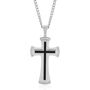 Men&rsquo;s Diamond Cross Pendant with Black Resin in Stainless Steel &#40;1/8 ct. tw.&#41;