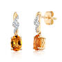Citrine &amp; Diamond Drop Earrings in 10K Yellow Gold