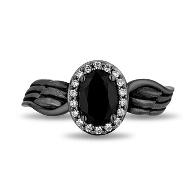 Maleficent Onyx and Diamond Ring in Sterling Silver