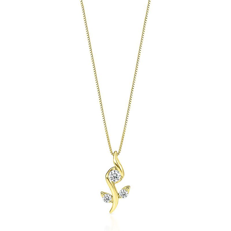 Diamond Rose Pendant in 10K Yellow Gold &#40;1/8 ct. tw.&#41;