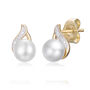 Freshwater Cultured Pearl Earrings with Diamond Accents in 10K Yellow Gold