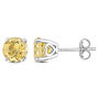Citrine Stud Earrings with Heart Baskets in Sterling Silver