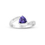 Trillion-Shaped Tanzanite Ring with Diamond Accents in Sterling Silver