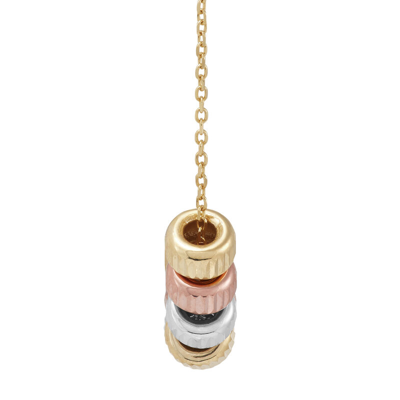 Tri-Tone Bead Necklace in 14K Yellow, White and Rose Gold