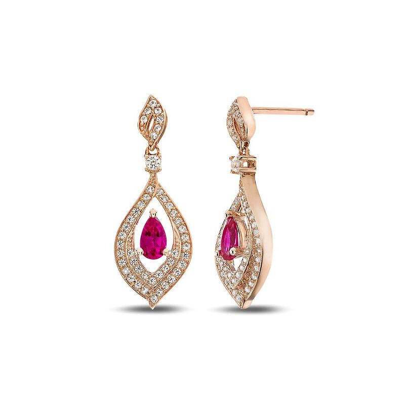 Ruby &amp; 1/3 ct. tw. Diamond Earrings in 10K Rose Gold