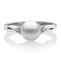 Freshwater Pearl &amp; Lab-Created White Sapphire Ring in Sterling Silver